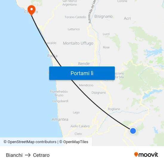 Bianchi to Cetraro map