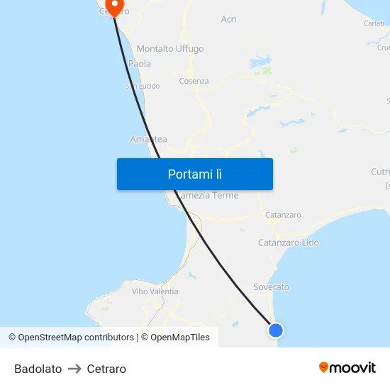 Badolato to Cetraro map