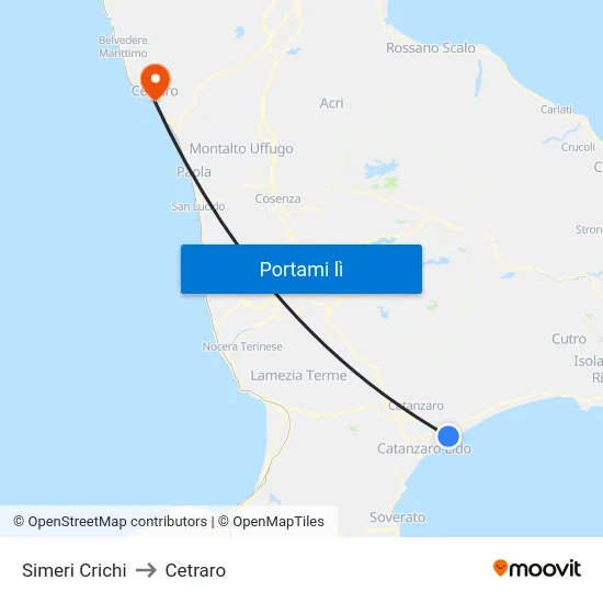 Simeri Crichi to Cetraro map