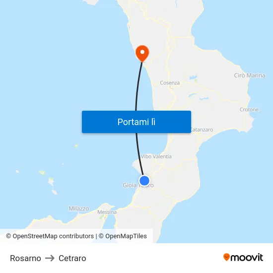 Rosarno to Cetraro map
