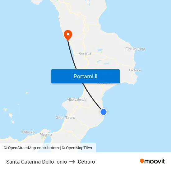 Santa Caterina Dello Ionio to Cetraro map