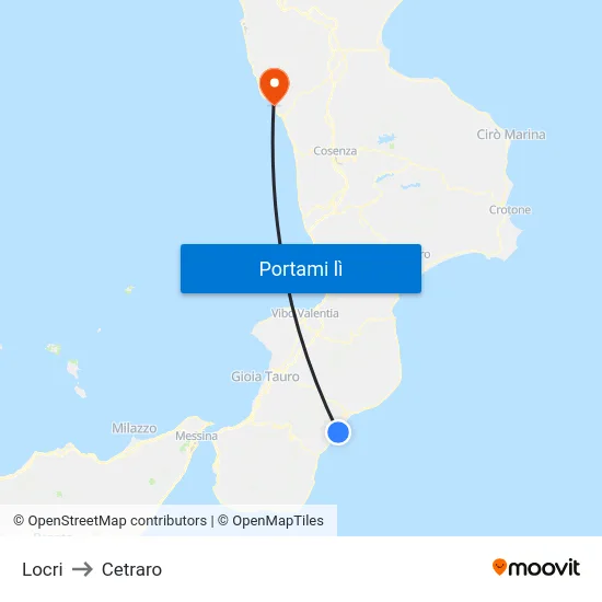 Locri to Cetraro map