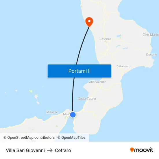 Villa San Giovanni to Cetraro map