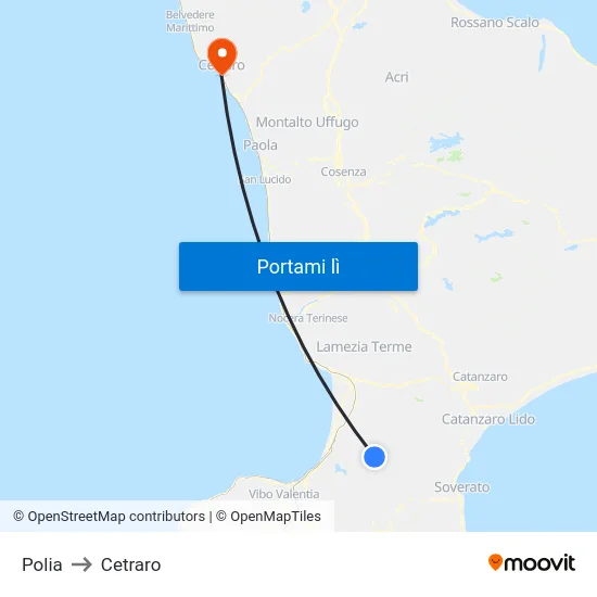 Polia to Cetraro map