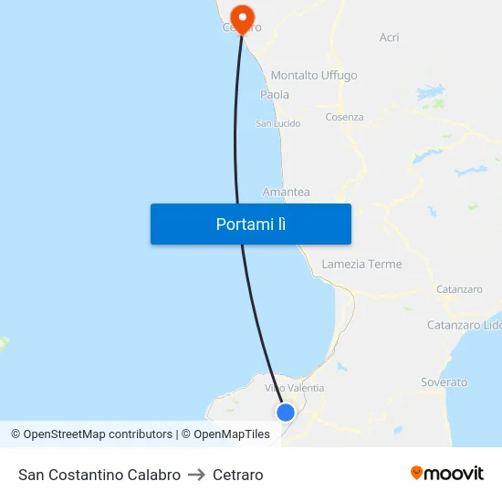San Costantino Calabro to Cetraro map