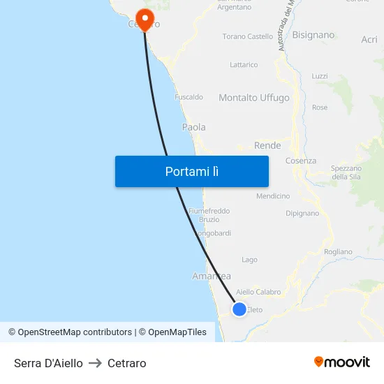 Serra D'Aiello to Cetraro map
