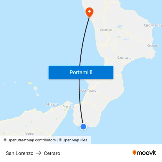 San Lorenzo to Cetraro map