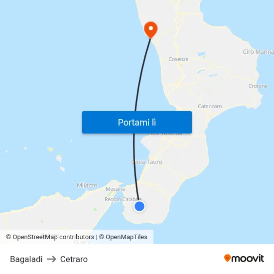 Bagaladi to Cetraro map
