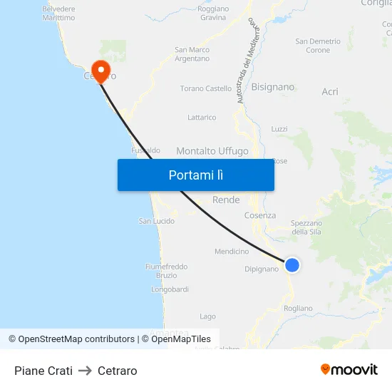 Piane Crati to Cetraro map