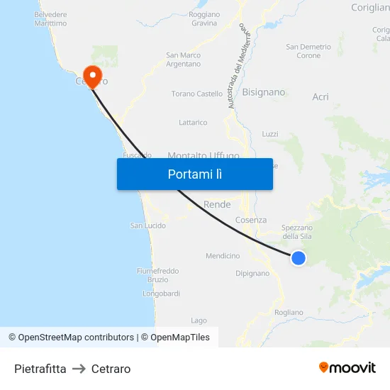 Pietrafitta to Cetraro map