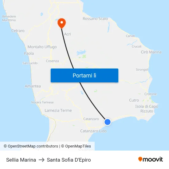Sellia Marina to Santa Sofia D'Epiro map