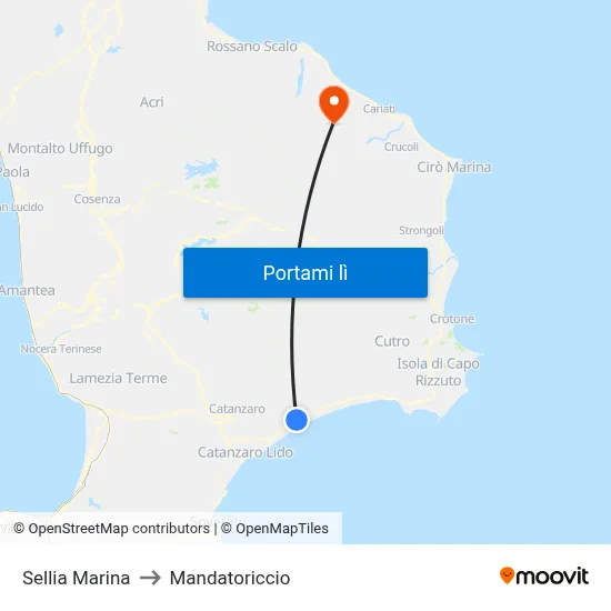 Sellia Marina to Mandatoriccio map