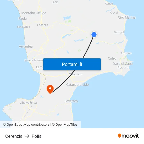 Cerenzia to Polia map