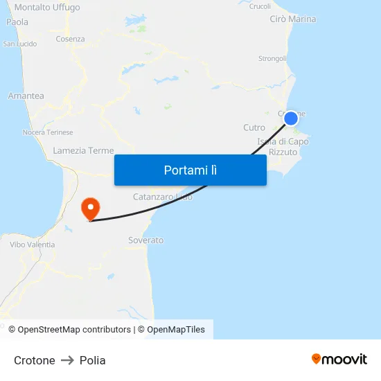 Crotone to Polia map