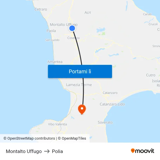 Montalto Uffugo to Polia map