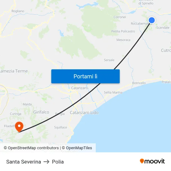 Santa Severina to Polia map