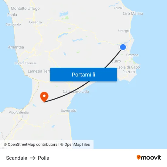 Scandale to Polia map