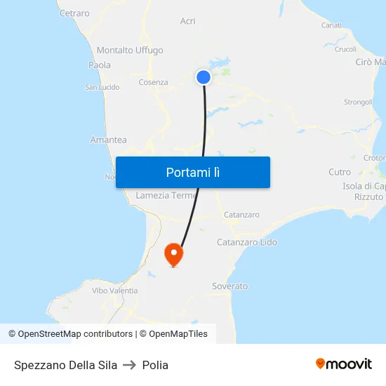 Spezzano Della Sila to Polia map