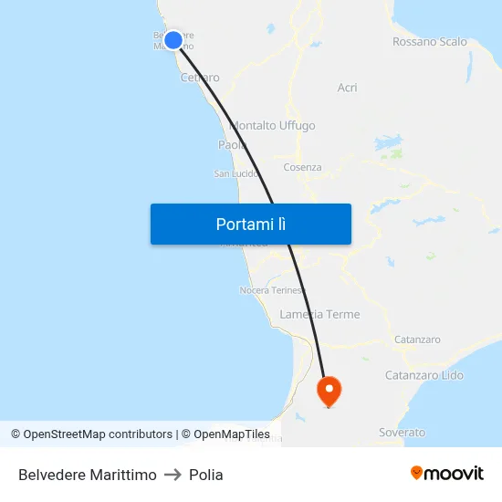 Belvedere Marittimo to Polia map