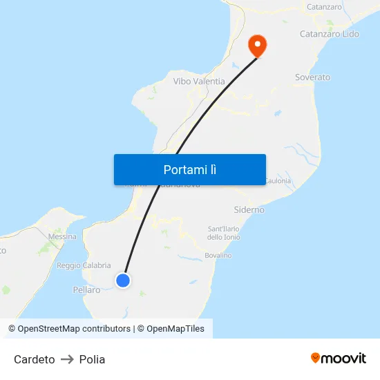 Cardeto to Polia map