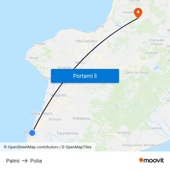 Palmi to Polia map