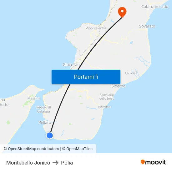 Montebello Jonico to Polia map