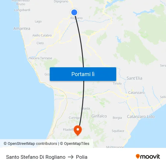Santo Stefano Di Rogliano to Polia map