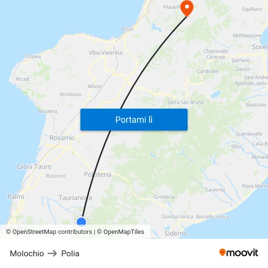 Molochio to Polia map
