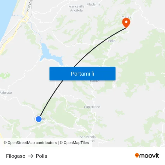 Filogaso to Polia map
