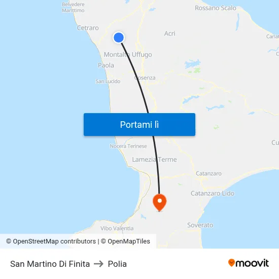 San Martino Di Finita to Polia map