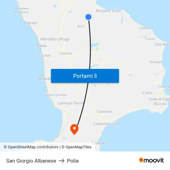 San Giorgio Albanese to Polia map