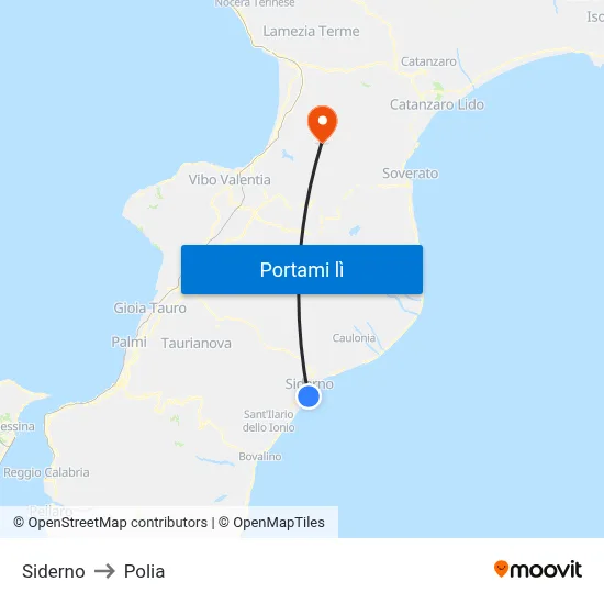 Siderno to Polia map