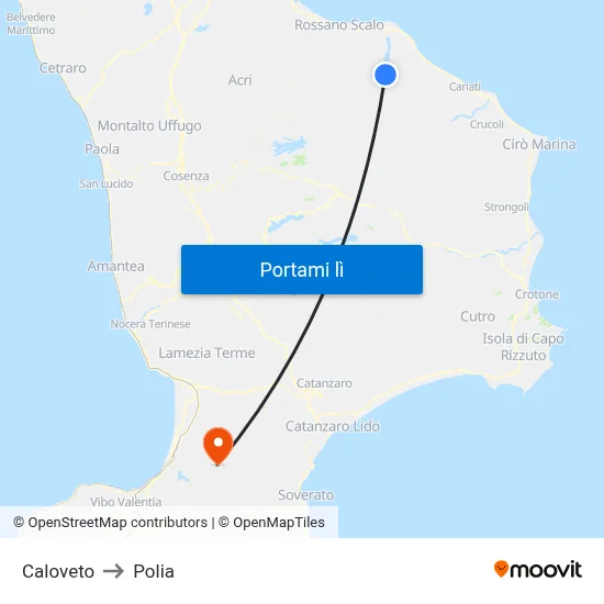 Caloveto to Polia map
