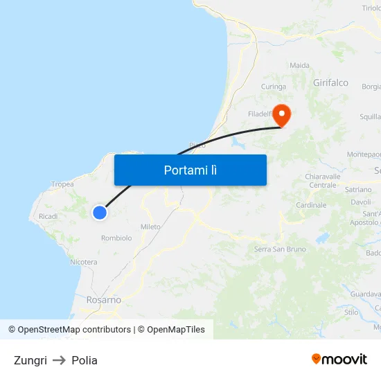 Zungri to Polia map