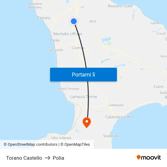 Torano Castello to Polia map