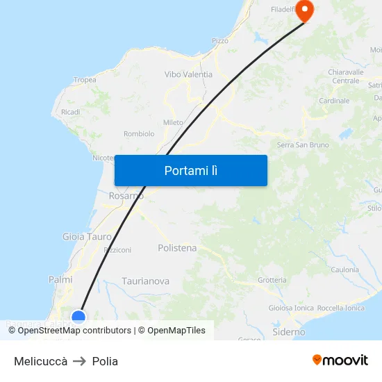 Melicuccà to Polia map
