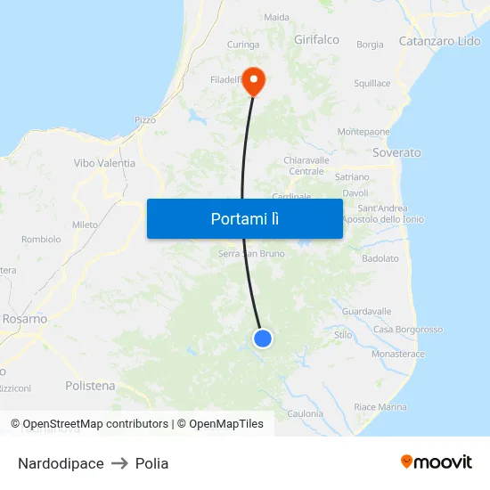 Nardodipace to Polia map