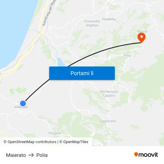 Maierato to Polia map