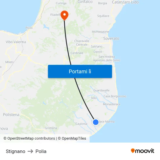 Stignano to Polia map