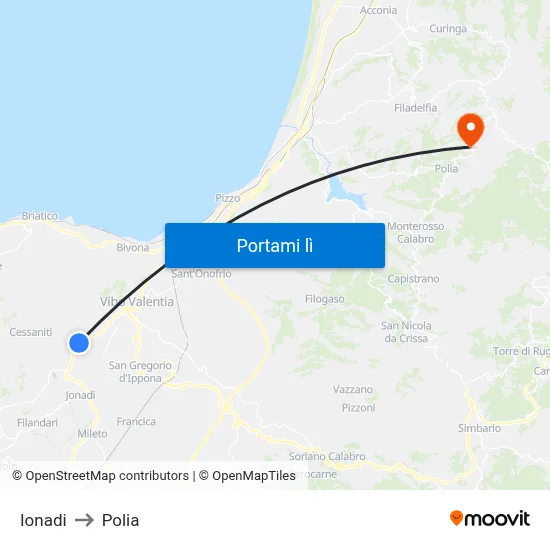 Ionadi to Polia map
