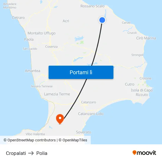 Cropalati to Polia map