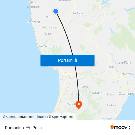 Domanico to Polia map