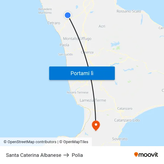 Santa Caterina Albanese to Polia map