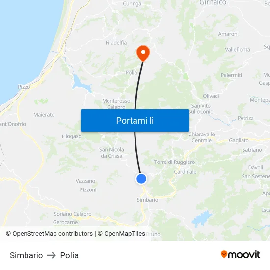 Simbario to Polia map