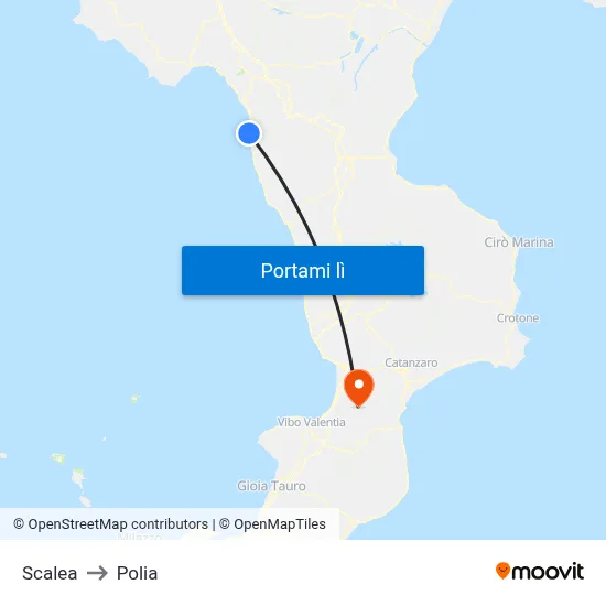 Scalea to Polia map