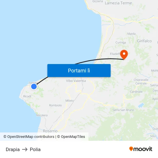 Drapia to Polia map