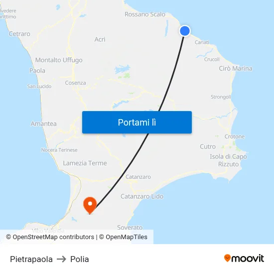 Pietrapaola to Polia map