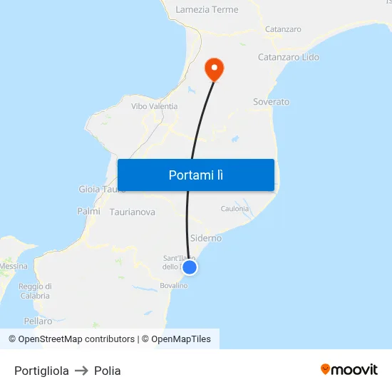 Portigliola to Polia map