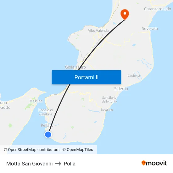 Motta San Giovanni to Polia map