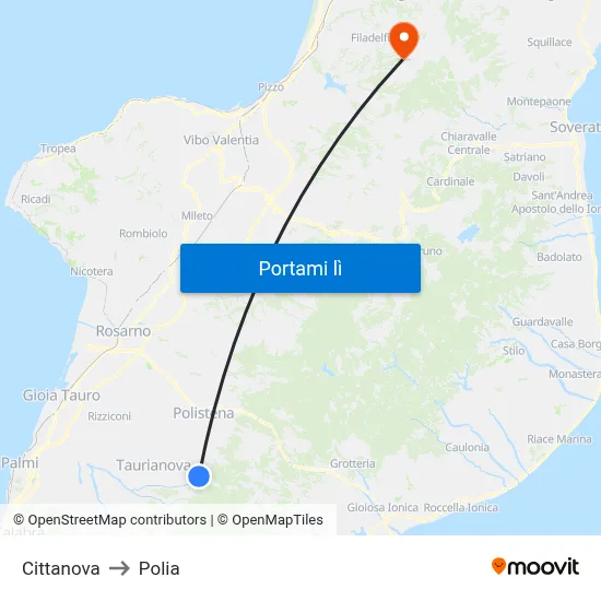 Cittanova to Polia map